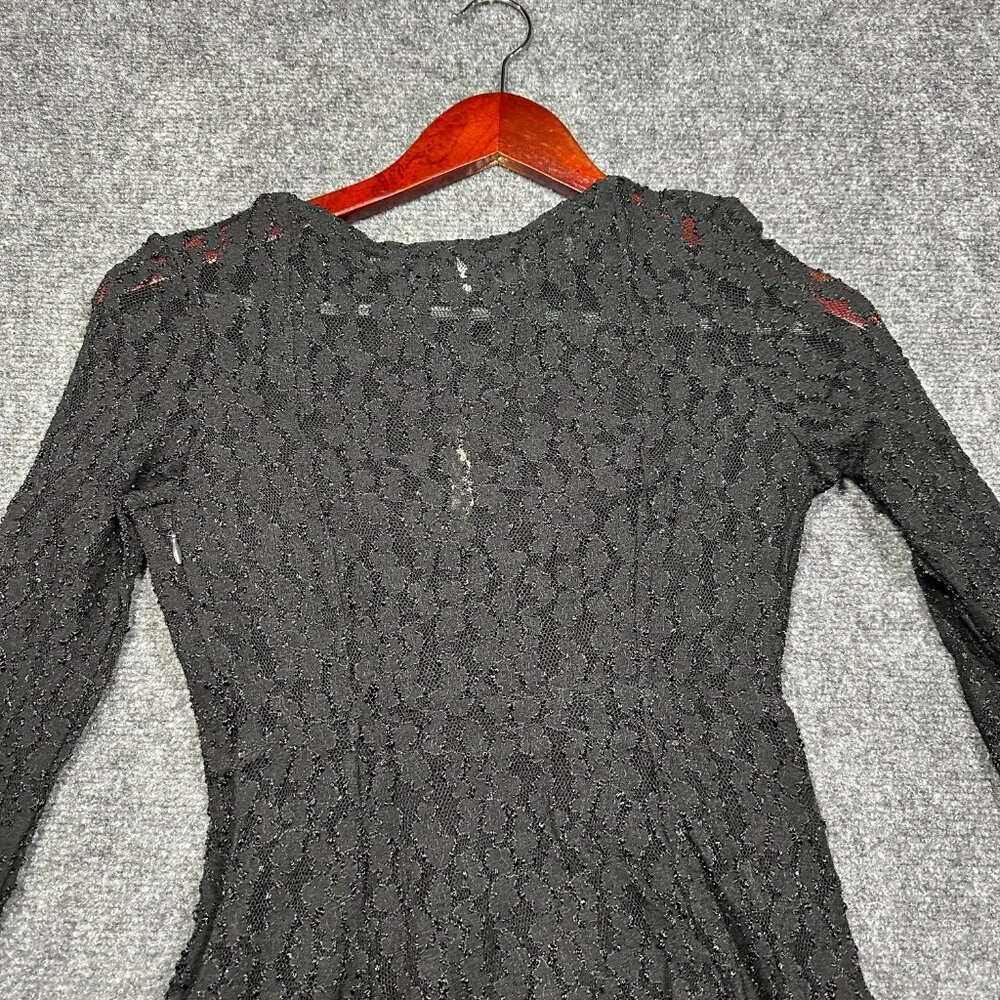 Free People Dress Womens XS Black Lace Aline Lined Bell Cuff Sleeve NEW Skater - Picture 8 of 8